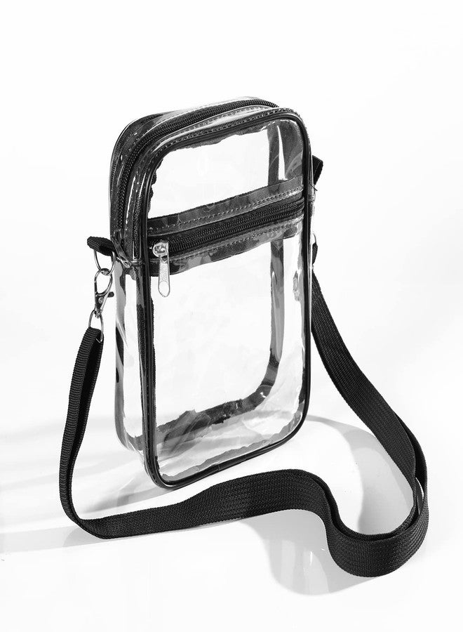 WJCD Clear Bag For Stadium Events PVC Concert Clear Tote Bag Stadium Approved For Women Clear Stadium Bag,with Front Pocket (black-s) - Image 3